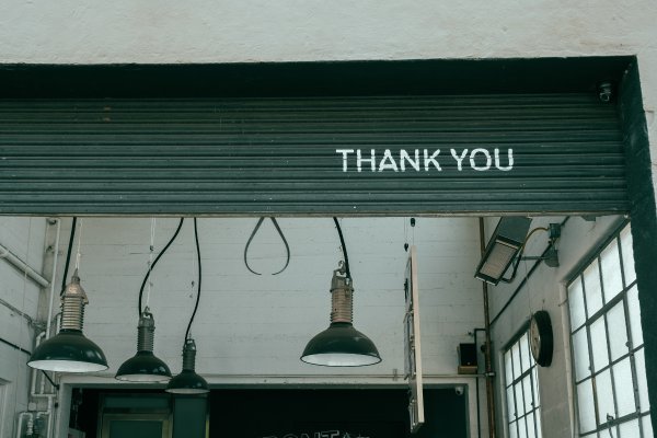 Thank you written on shop door